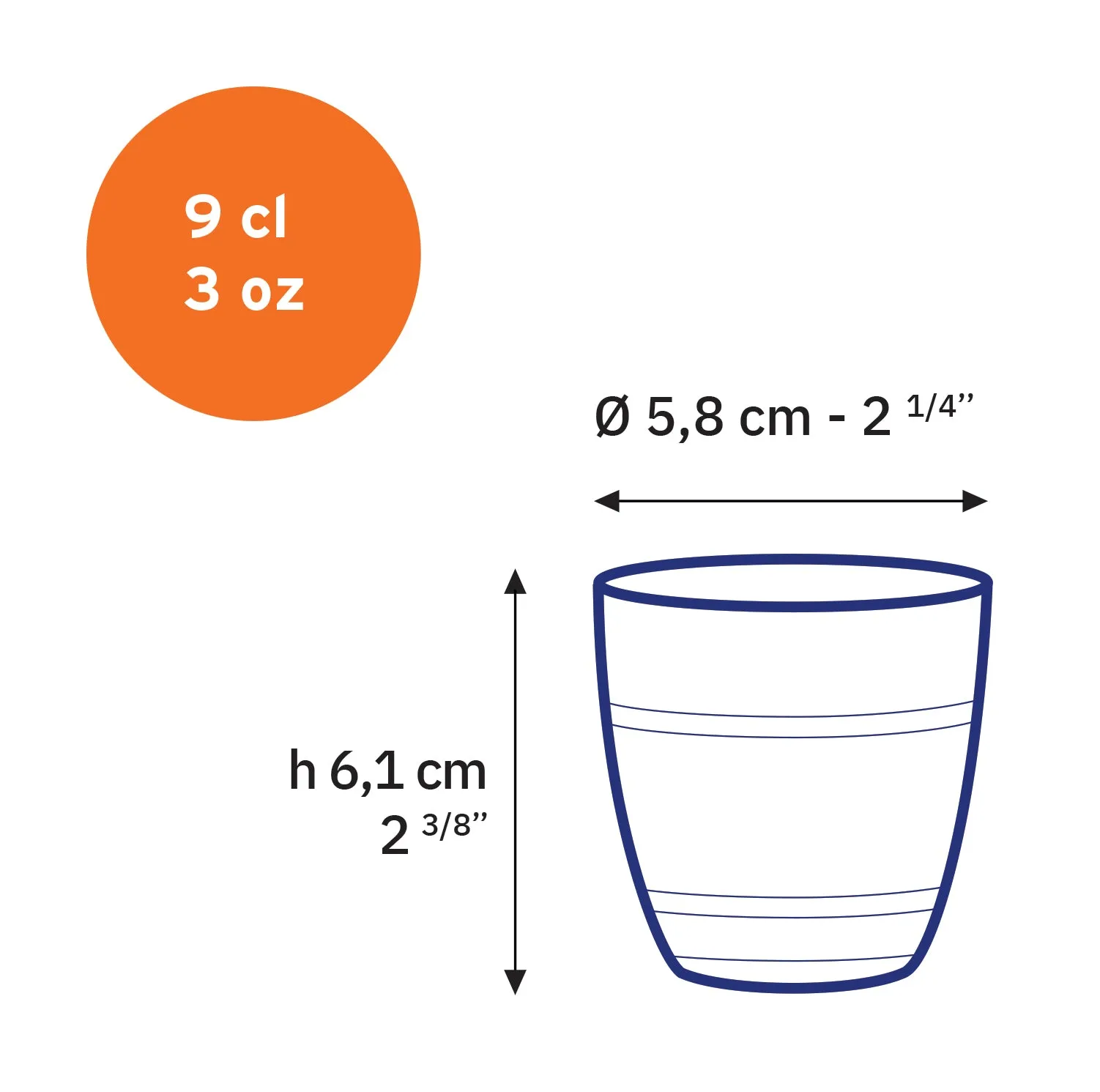 Black Glass Tumbler 3oz - Set of 6